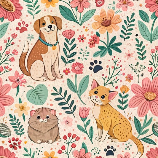 Heart and Paw Prints Pattern 6 Quilting Cotton Fabric