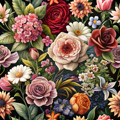 Realistic Flowers Pattern 23 Quilting Cotton Fabric