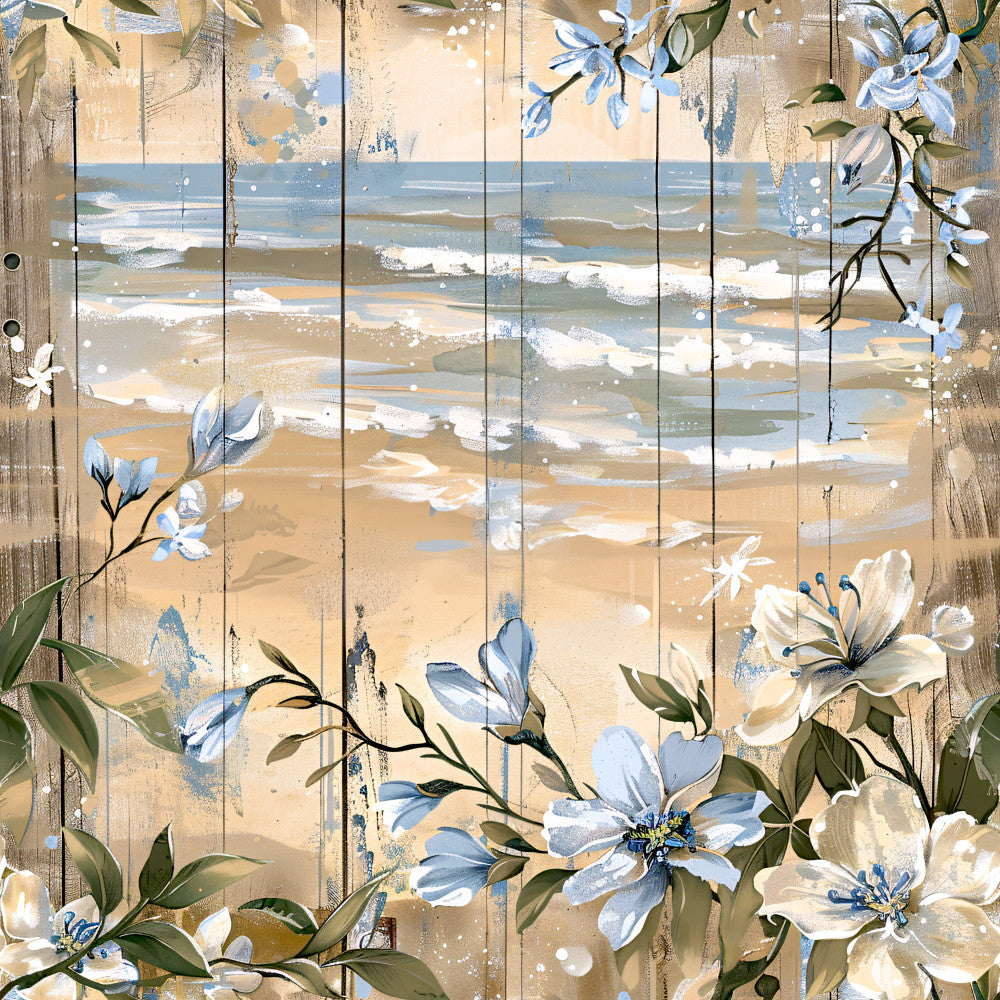 Floral Beach Scenes Fabric Panel 11