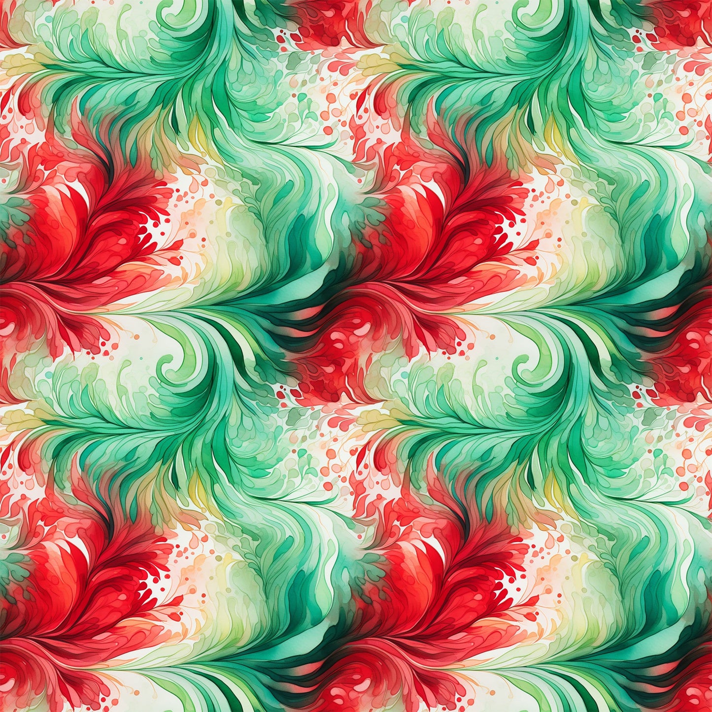 Watercolor Christmas Swirls Pattern 7 Quilting Cotton Fabric