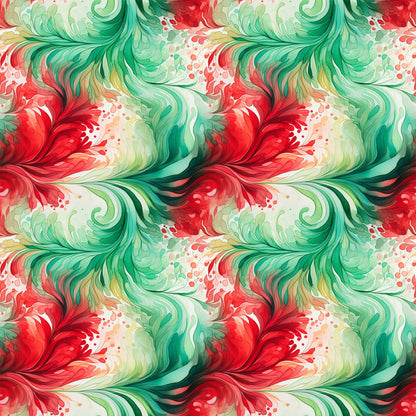 Watercolor Christmas Swirls Pattern 7 Quilting Cotton Fabric