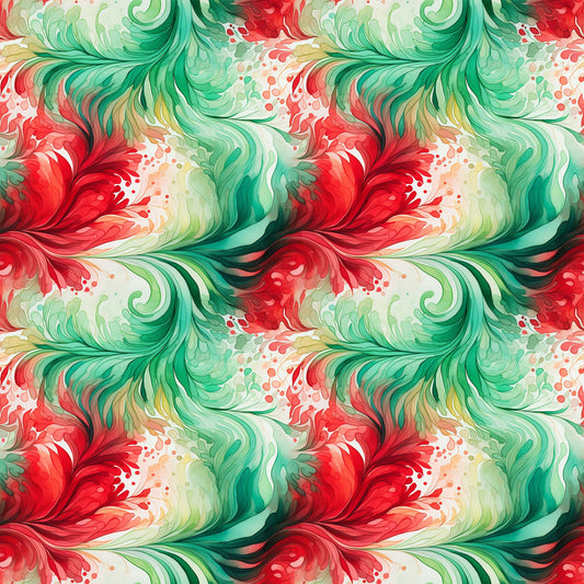 Watercolor Christmas Swirls Pattern 7 Quilting Cotton Fabric