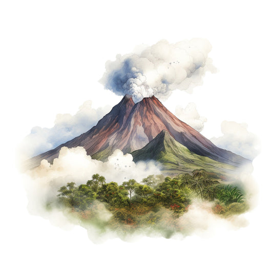 Watercolor Volcano Fabric Panel 11