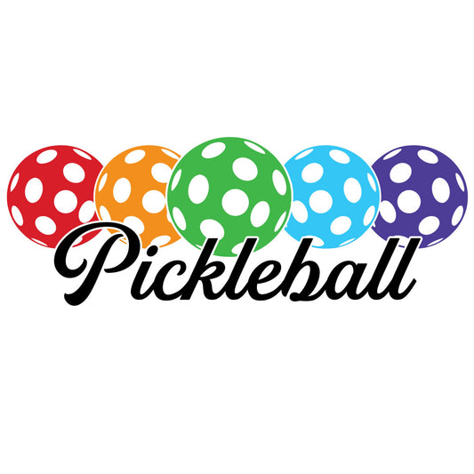 pickleball, sports, recreational games, paddle sports, red, orange, green, cyan blue, deep purple, white, polka dots, dotted pattern, whimsical, fun, playful, modern, casual, athletic, hobby themed, colorful, bright, vibrant, ball motifs, game equipment, leisure activity, casual wear, home décor, sports fan, conversation starter