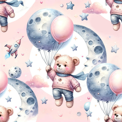 Rosy Balloon Cubs Pattern 2 Minky Fabric