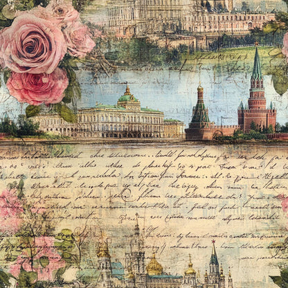 Postcard Roses Pattern 10 Minky Fabric