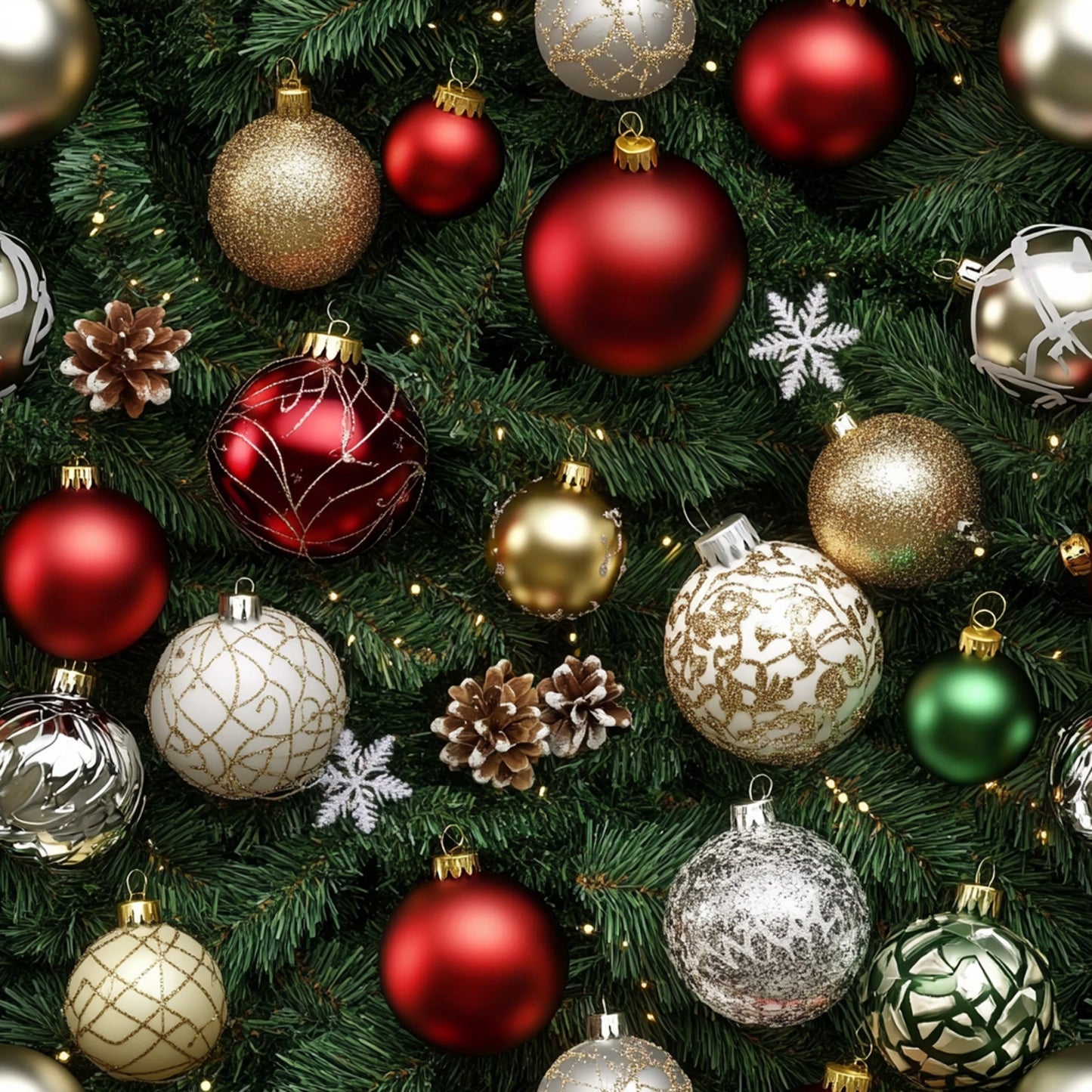 Realistic Christmas Ornaments Pattern 10 Quilting Cotton Fabric