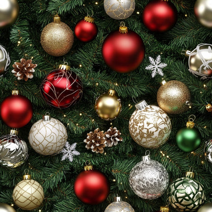 Realistic Christmas Ornaments Pattern 10 Quilting Cotton Fabric