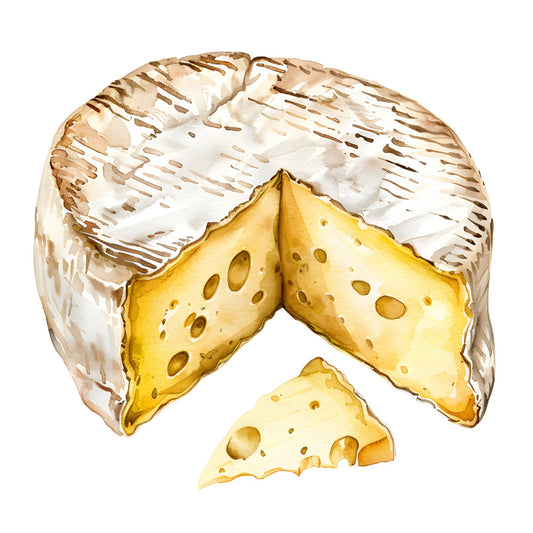 cheese, food, brie, camembert, wrapped cheese, cream cheese, ivory, pale yellow, golden yellow, butter yellow, tan, beige, cream, white, food illustration, gourmet, culinary, farmhouse, rustic, elegant, sophisticated, french, artisanal, realistic, detailed, appetizer, charcuterie, wine country, kitchen, food-themed