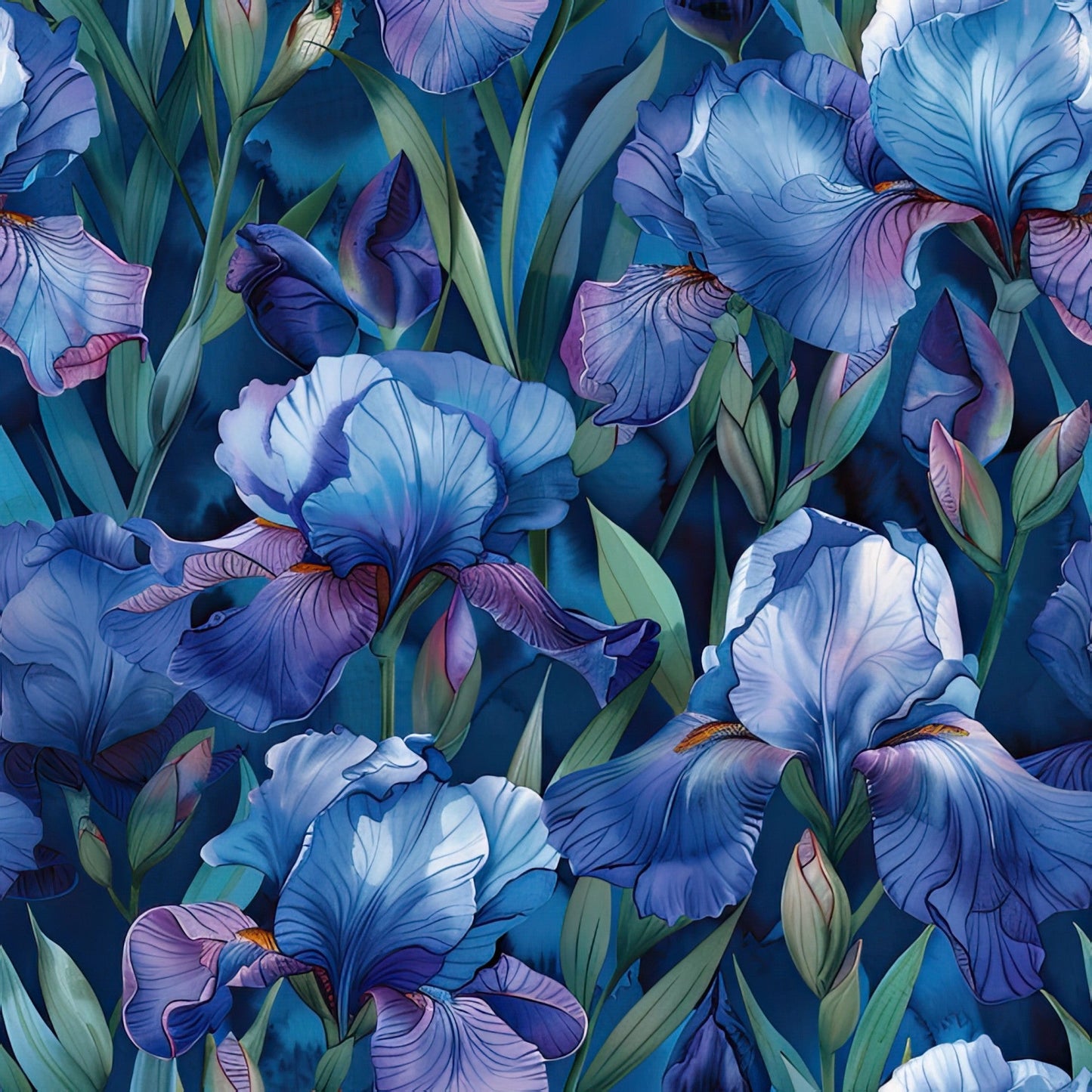 Iris Bloom Floral Pattern 6 Quilting Cotton Fabric