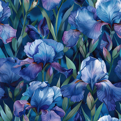 Iris Bloom Floral Pattern 6 Quilting Cotton Fabric