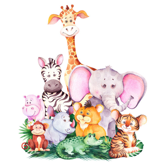 African Cartoon Animals Fabric Panel 4