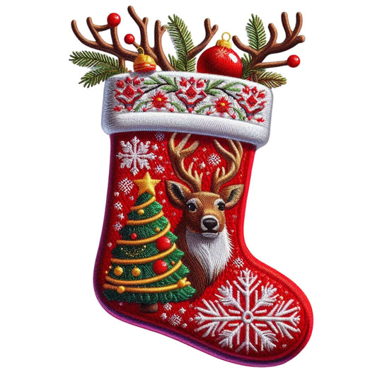 Cartoon Christmas Stockings Fabric Panel 7