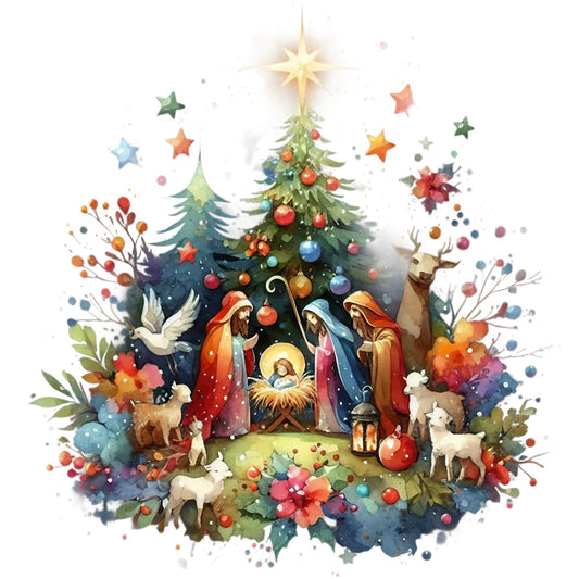 Detailed Christmas Nativity Scene Fabric Panel 3