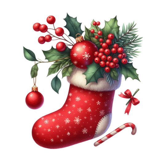 Christmas Stocking Scene Fabric Panel 7