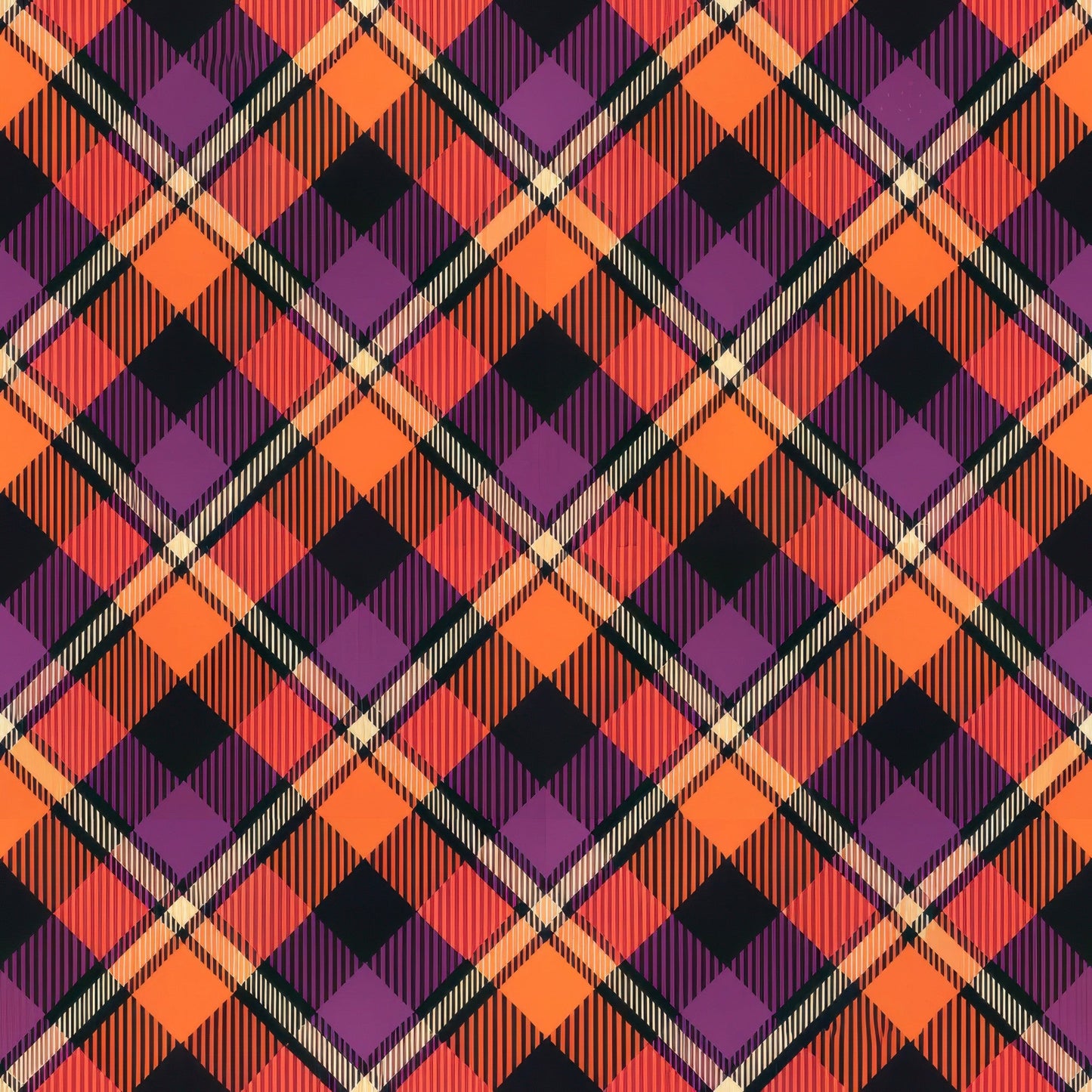 Halloween Gingham and Stripes Pattern 7 Quilting Cotton Fabric