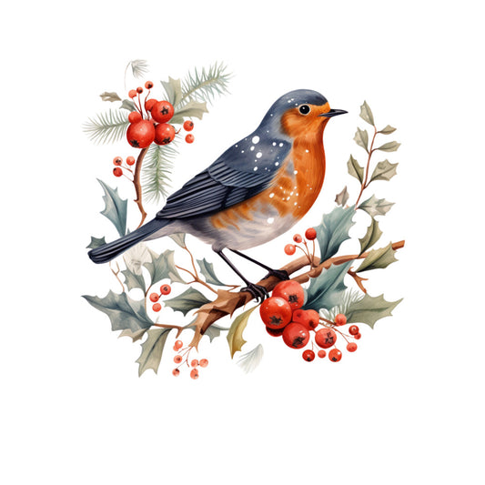 Winter Birds on Branches Fabric Panel 10