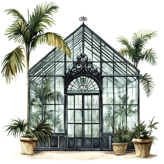 Watercolor Greenhouse Fabric Panel 21
