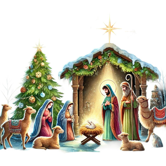 Detailed Christmas Nativity Scene Fabric Panel 1