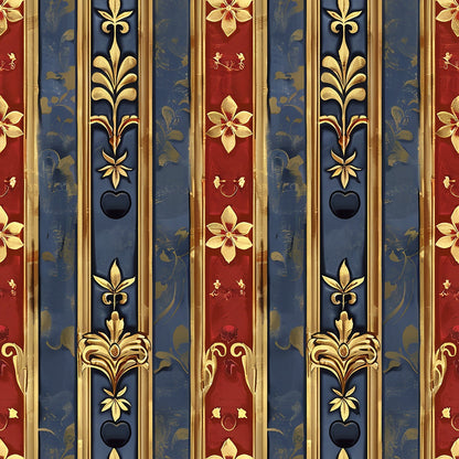 Royal Fleur Stripes Pattern 5 Minky Fabric