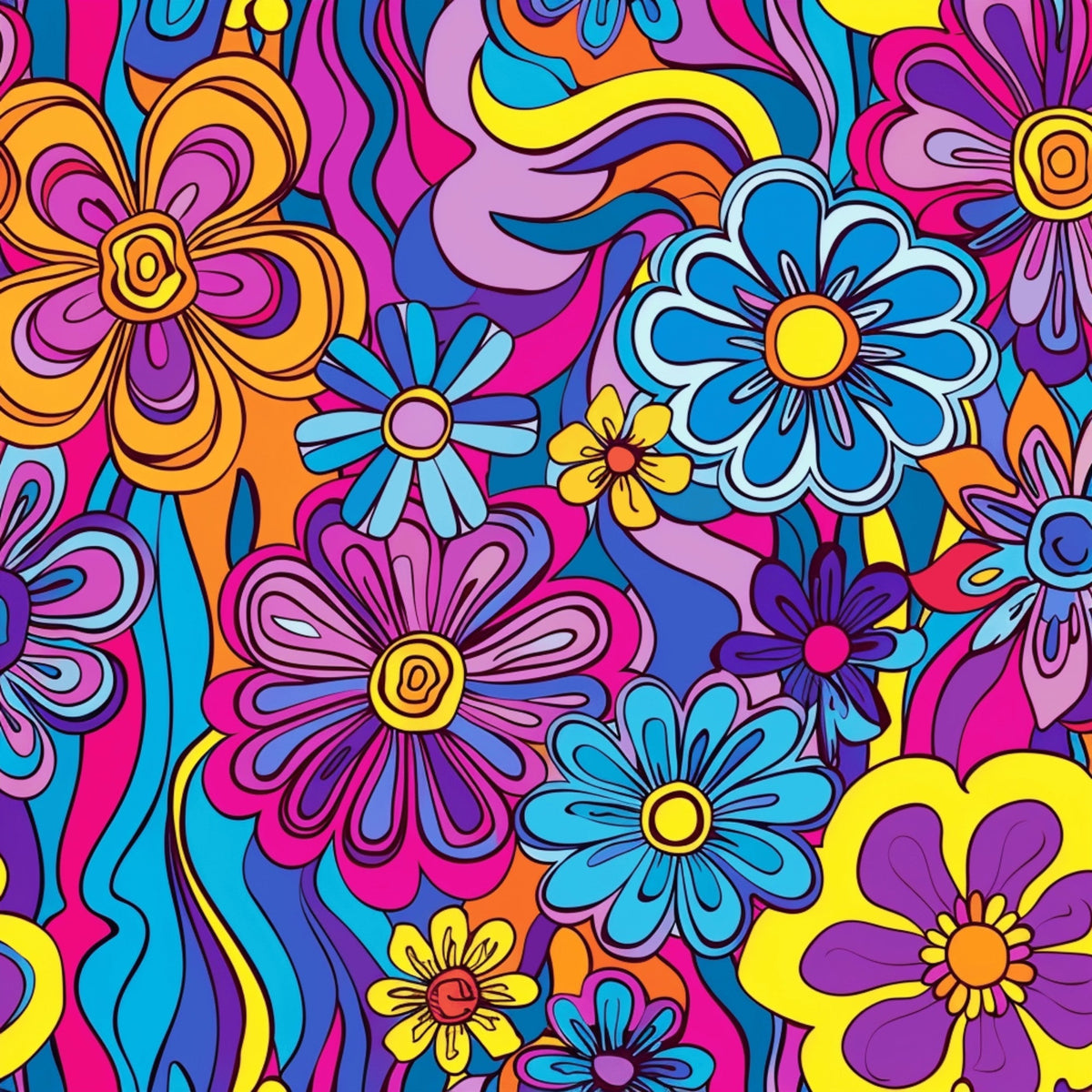 Psychedelic Petals Pattern 3 Minky Fabric