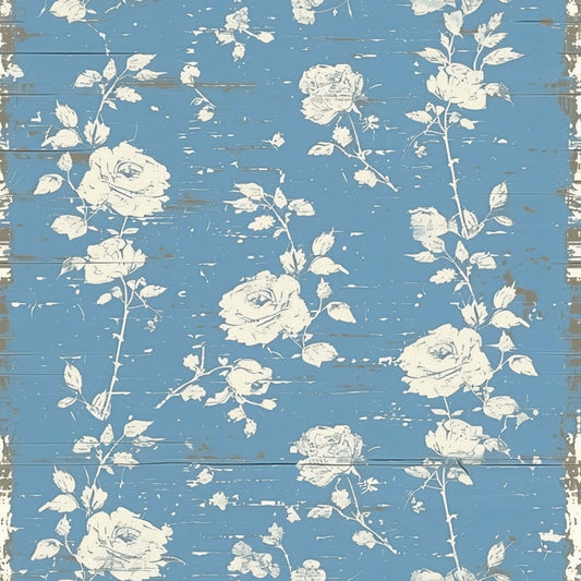 Vintage Farmhouse Blue Pattern 18 Quilting Cotton Fabric