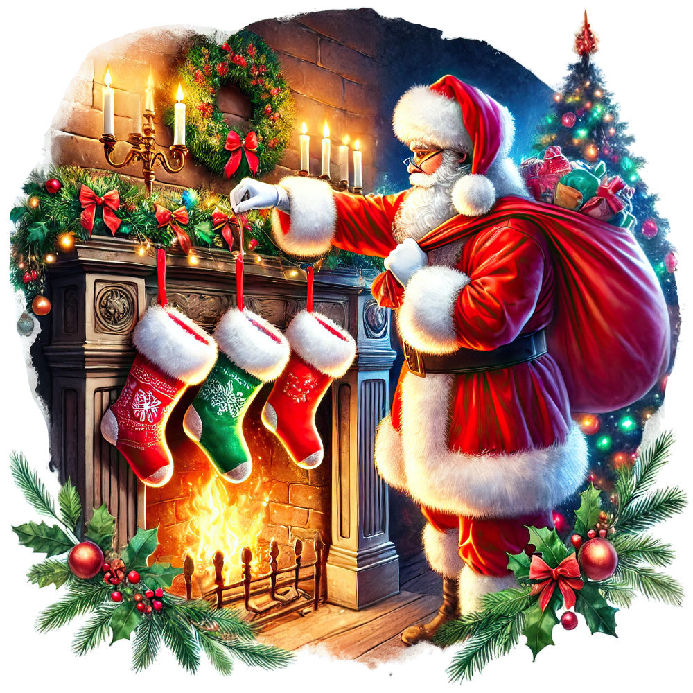 Santa Claus Scenes Fabric Panel 17