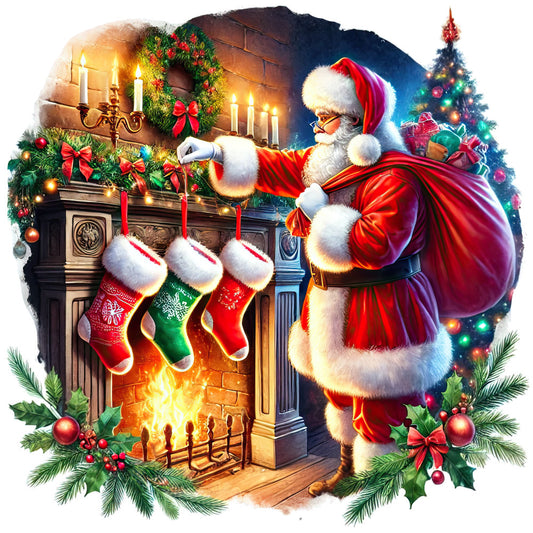Santa Claus Scenes Fabric Panel 17
