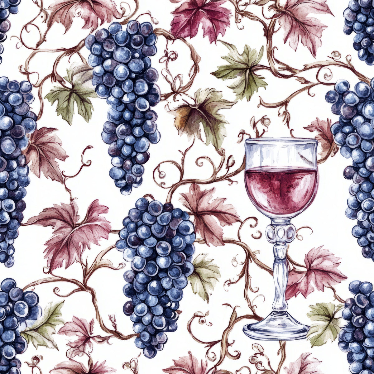 Grapes and Goblets Pattern 4 Minky Fabric