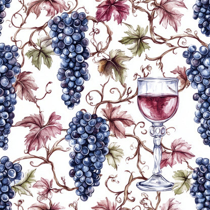 Grapes and Goblets Pattern 4 Minky Fabric