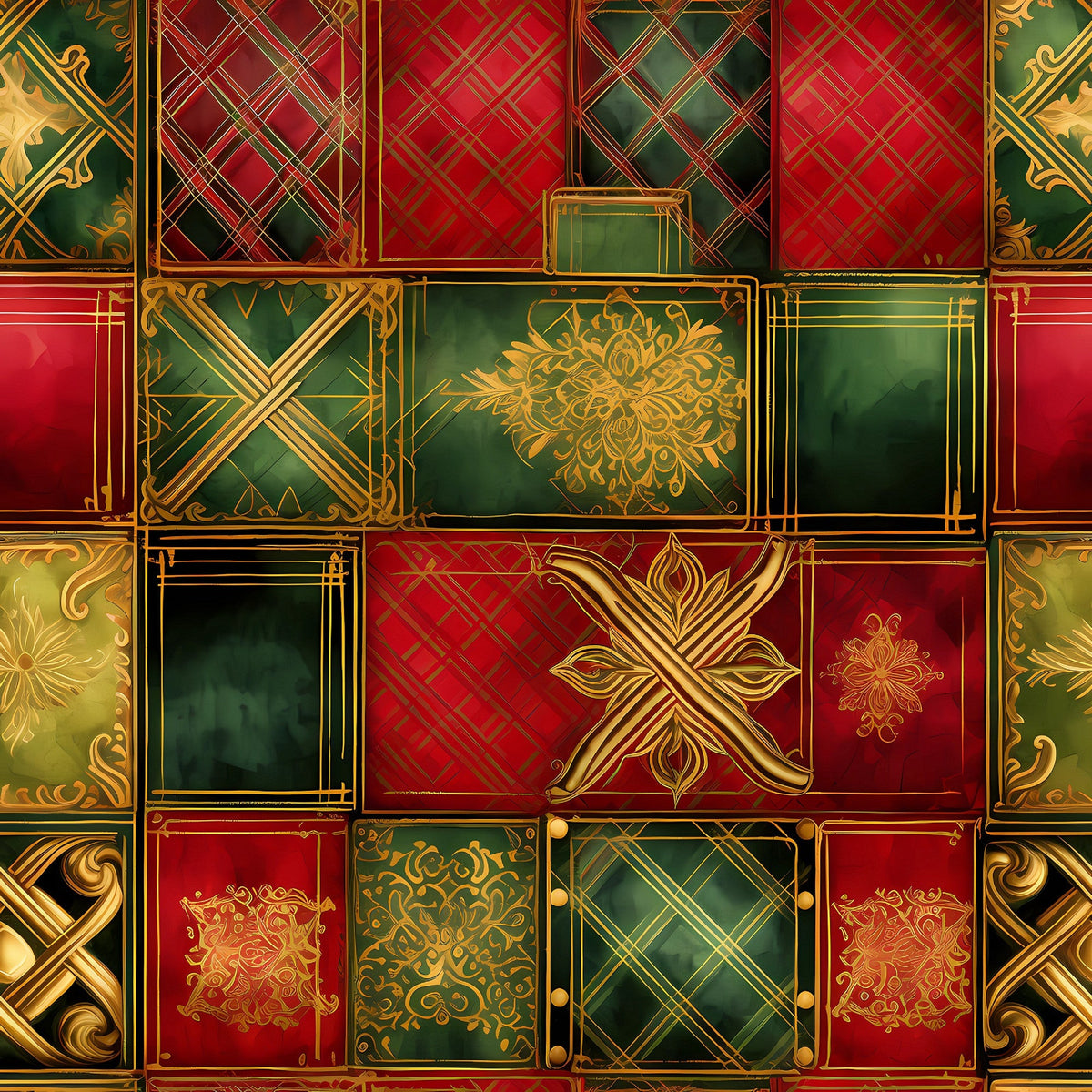 Gilded Tartan Blooms Pattern 11 Minky Fabric