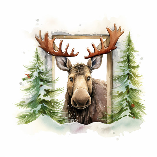 Peeking Moose Fabric Panel 10