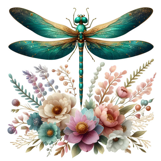 teal dragonfly, turquoise, dusty rose, cream, soft pink, sage green, mauve, floral, nature, botanical, elegant, whimsical, dragonfly motif, peonies, daisies, wildflowers, spring, summer, garden, delicate, romantic, vintage, cottage core, boho, ethereal, feminine, pastel colors, multi-color, nature-inspired