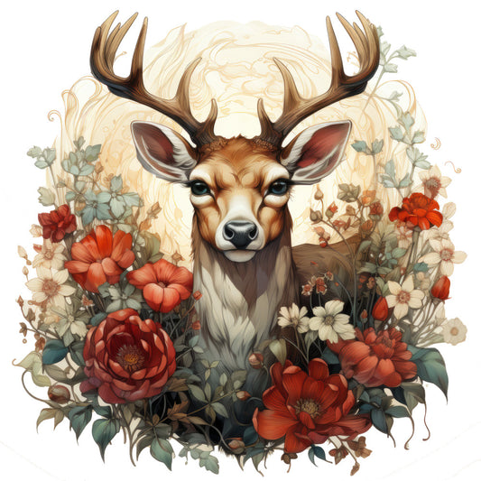 Vintage Deer Head Fabric Panel 5