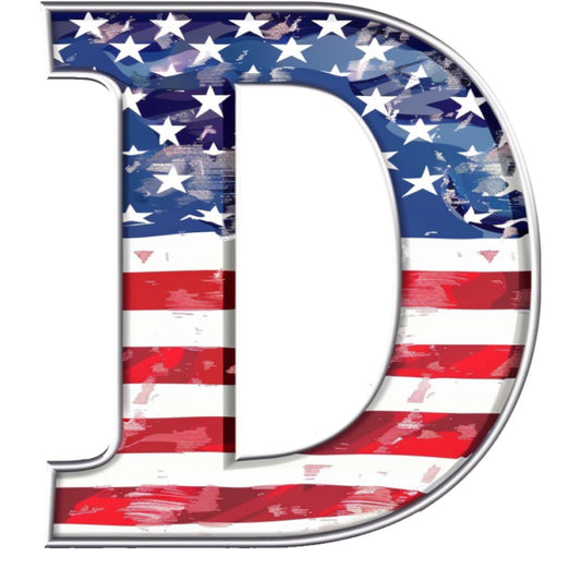 Grunge American Flag Alphabet Fabric Panel 11