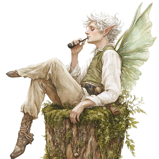 fairy, fantasy, whimsical, nature, woodland, green, cream, white, sage green, moss green, earth tones, elf, magical creatures, wings, storybook, illustration, vintage, botanical, leaves, moss, naturalistic, enchanted forest, celestial, dreamy, elegant, character panel, narrative art, european fantasy, poetic, literary