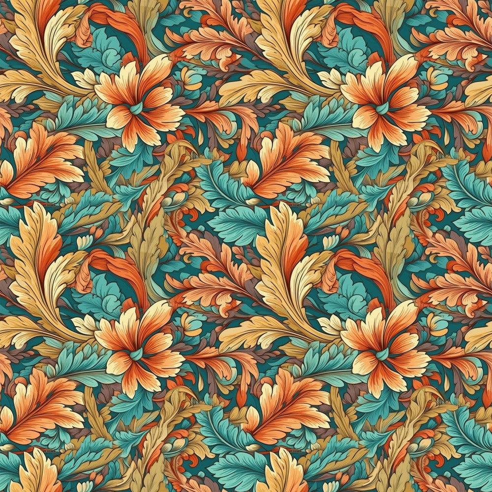 Tangerine Teal Reverie Pattern 3 Minky Fabric