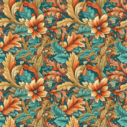 Tangerine Teal Reverie Pattern 3 Minky Fabric