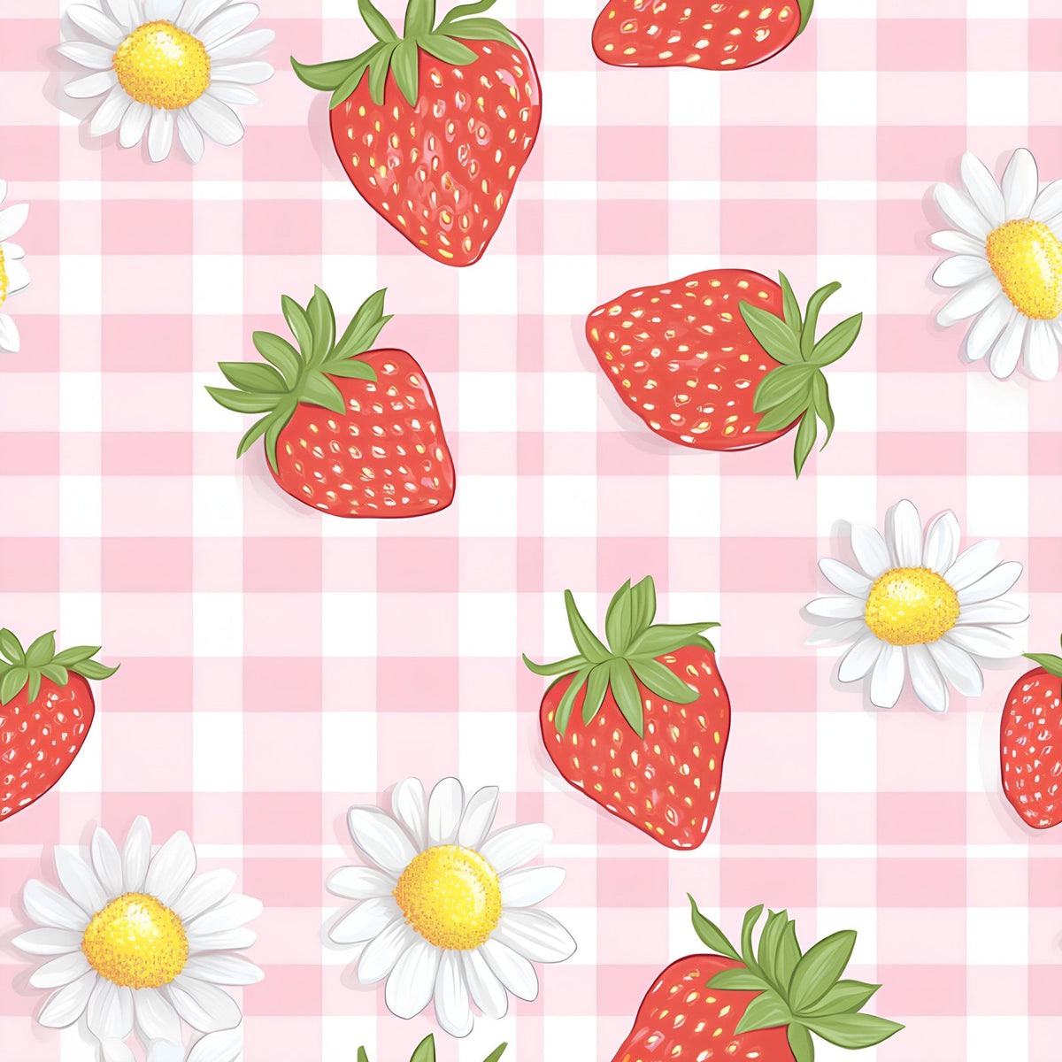 Strawberry Daisy Picnic Pattern 16 Minky Fabric