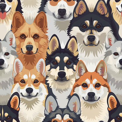 Dog Heads Pattern 4 Quilting Cotton Fabric