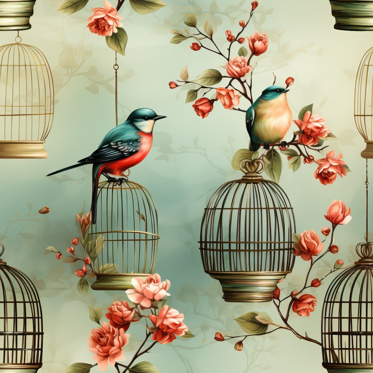 Gilded Aviary Pattern 9 Minky Fabric