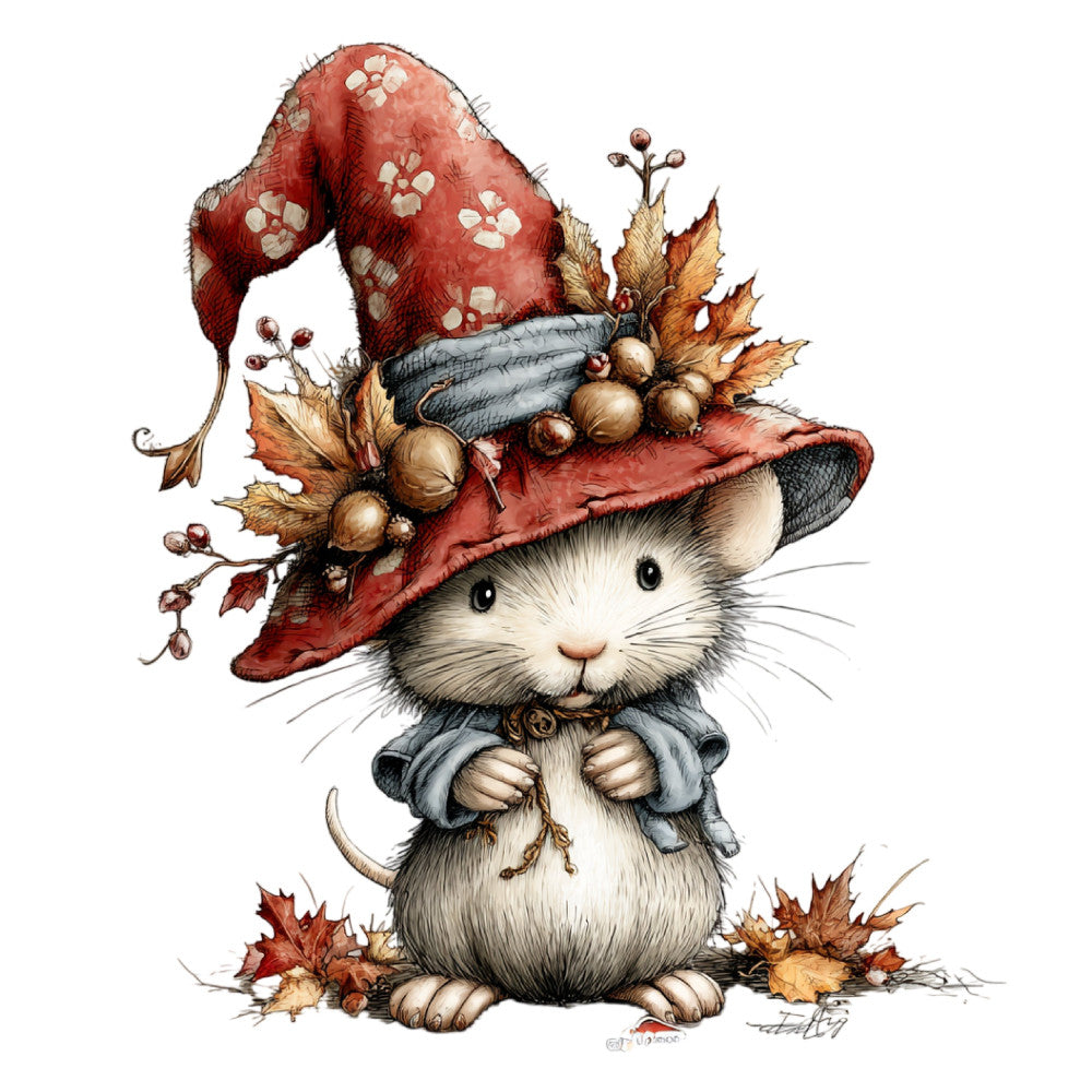 autumn, fall, woodland, whimsical, cute animals, mouse, mushroom, nature, rustic, vintage, harvest, seasonal, red mushroom, cream, dusty blue, golden brown, woodland creatures, forest, children's, storybook, cottage core, fairy tale, leaves, berries, cozy, adorable, decorative panel, wall hanging, baby nursery