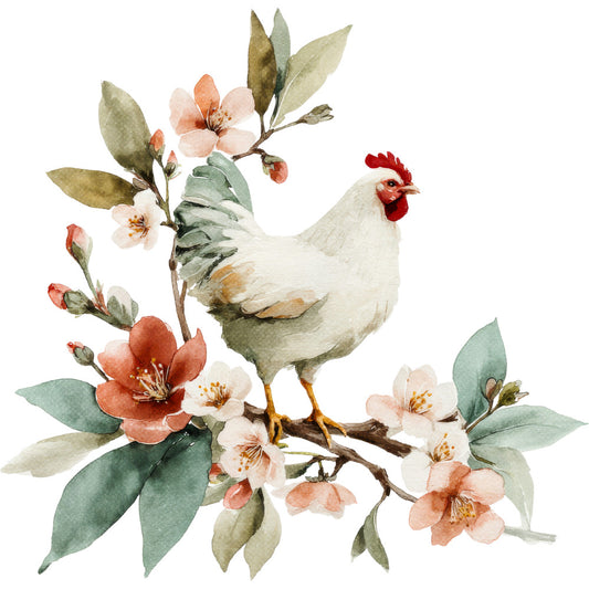 Farmhouse Chicken Decor Fabric Panel 38