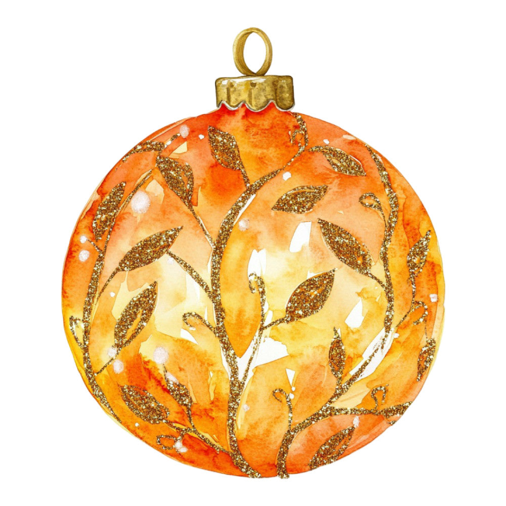 Watercolor Christmas Ornaments Fabric Panel 10