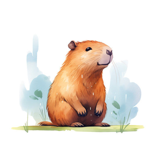 Watercolor Capybaras Fabric Panel 18