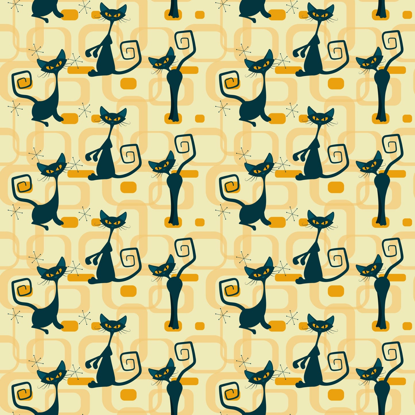 Atomic Kitty Pattern 9 Quilting Cotton Fabric