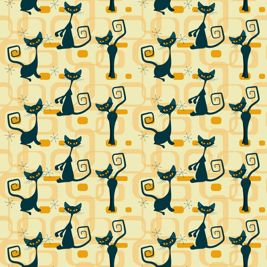 Atomic Kitty Pattern 9 Quilting Cotton Fabric