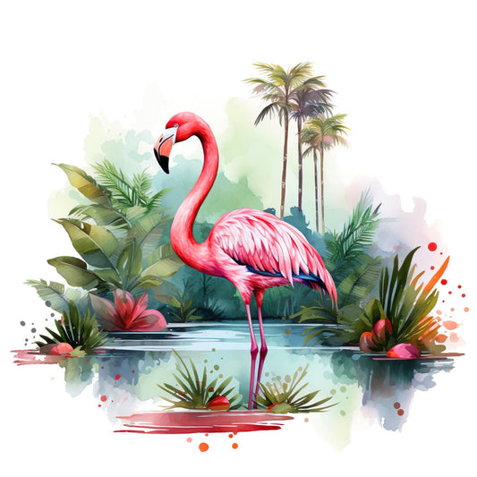 Watercolor Flamingos Fabric Panel 8
