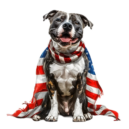 Dogs with American Flag Fabric Panel 26