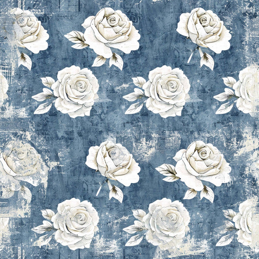Vintage Farmhouse Blue Pattern 5 Quilting Cotton Fabric